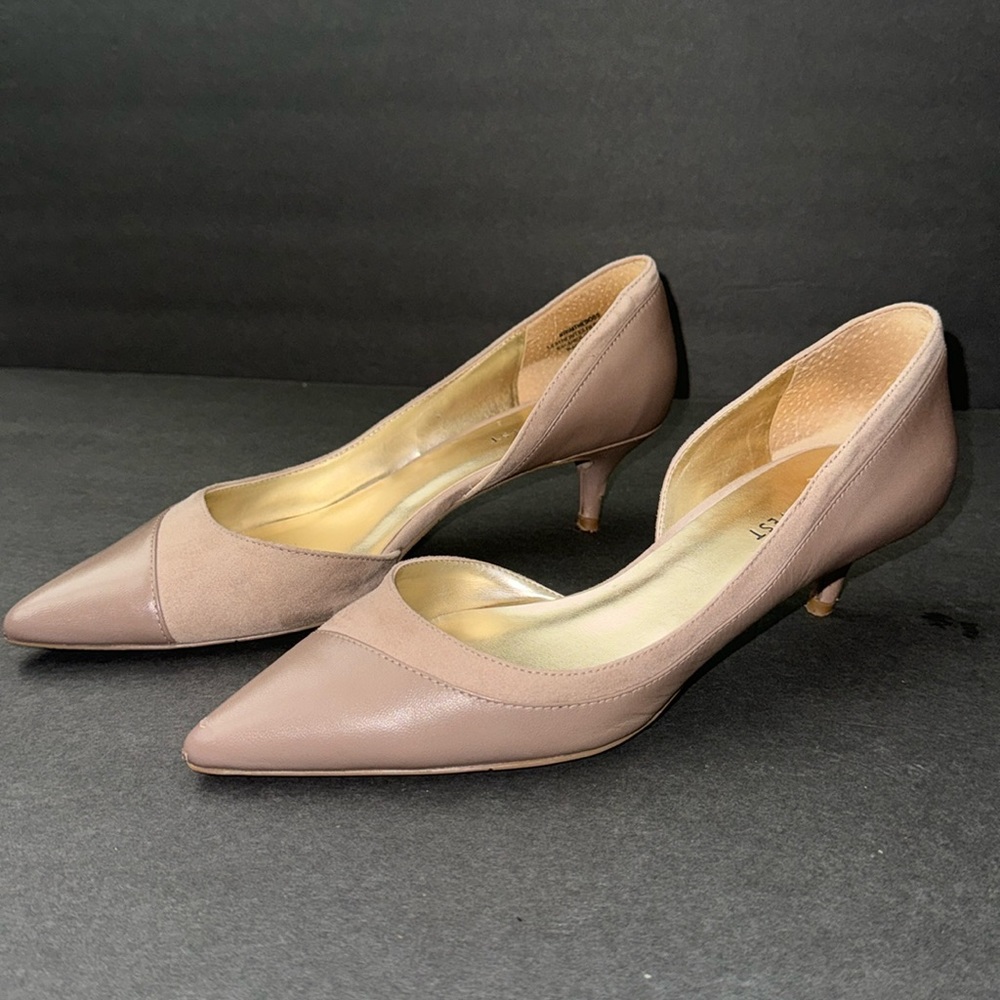 Classic Pointed Toe Kitten Heel Pumps - Taupe